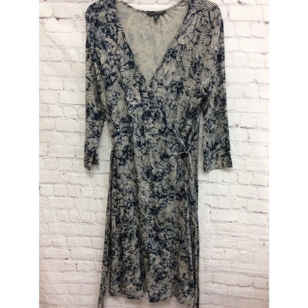 Banana Republic Blue and Cream Midi Wrap Dress